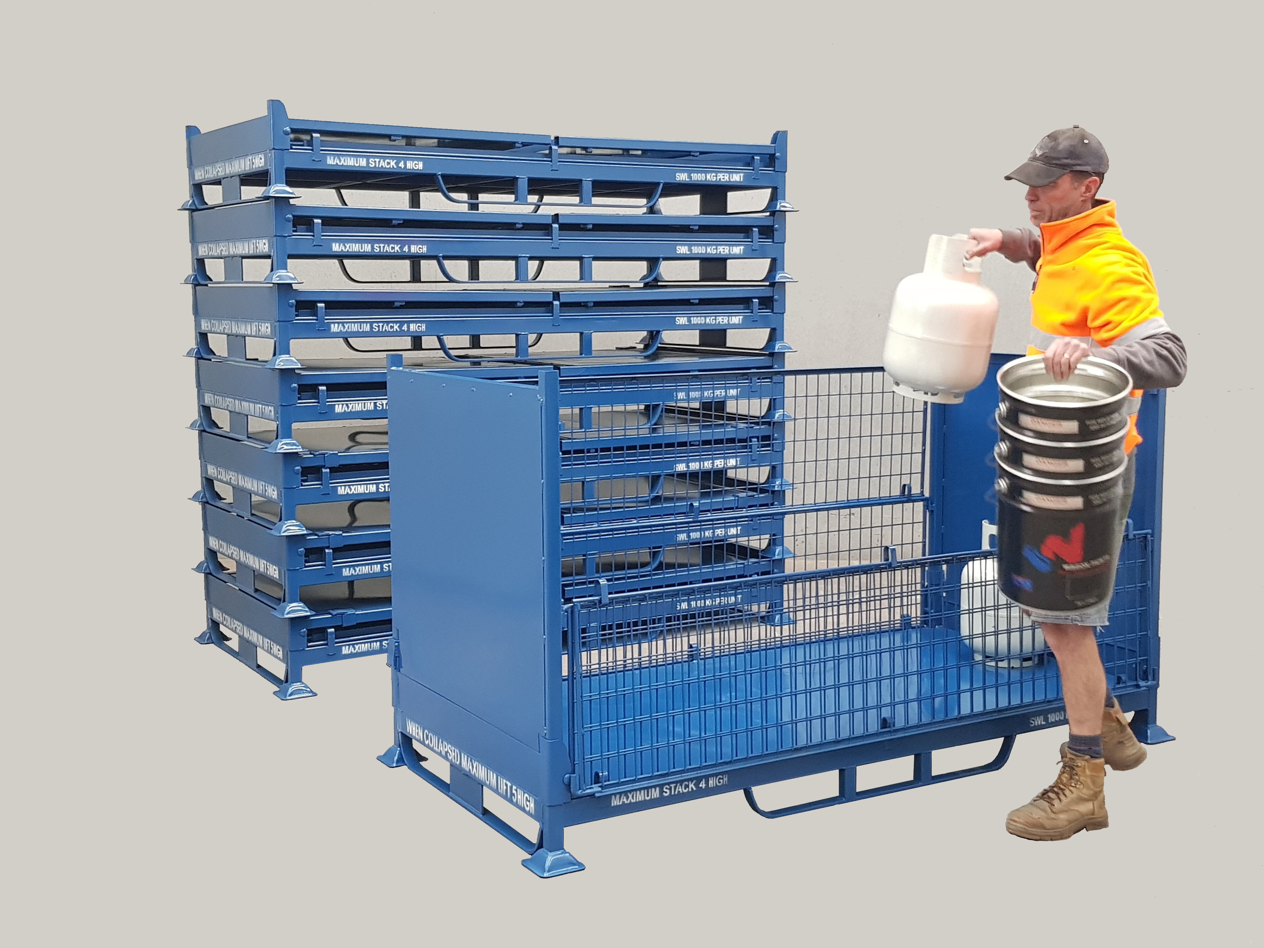 CBM.1R - Folding Bulk Mesh Pallet with half drop front & back gates