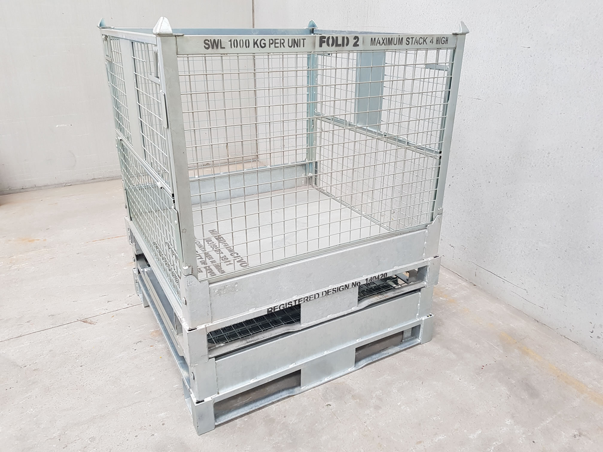 Folding Mesh Pallet Galvanised Finish 