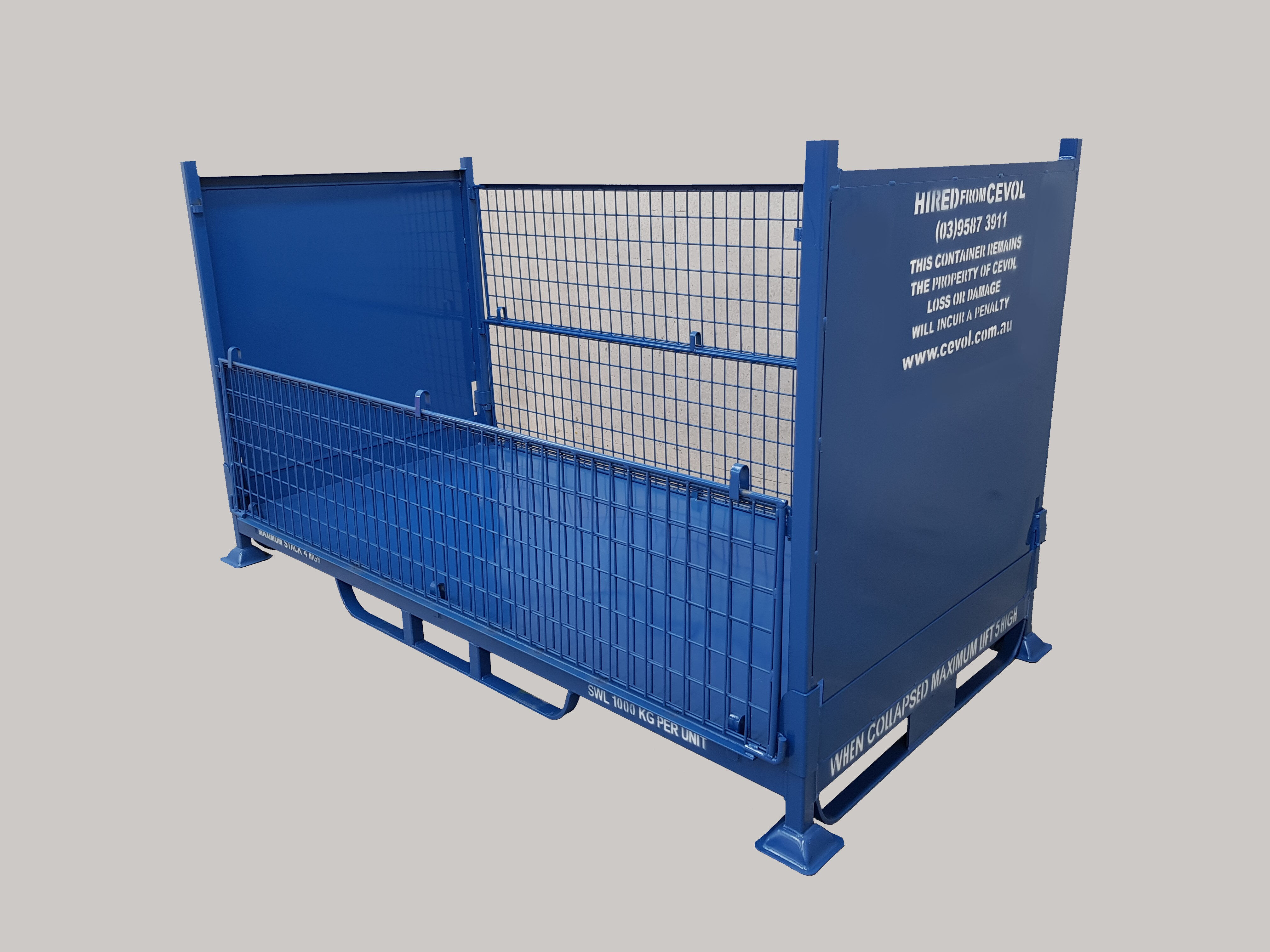 CBM.1R - Folding Bulk Mesh Pallet with half drop front & back gates