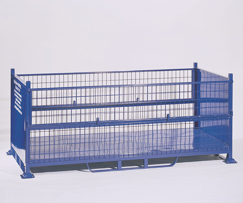 BM2 Steel Mesh Pallet with 2 half drop gates and sheet ends, Steel Mesh Stillage