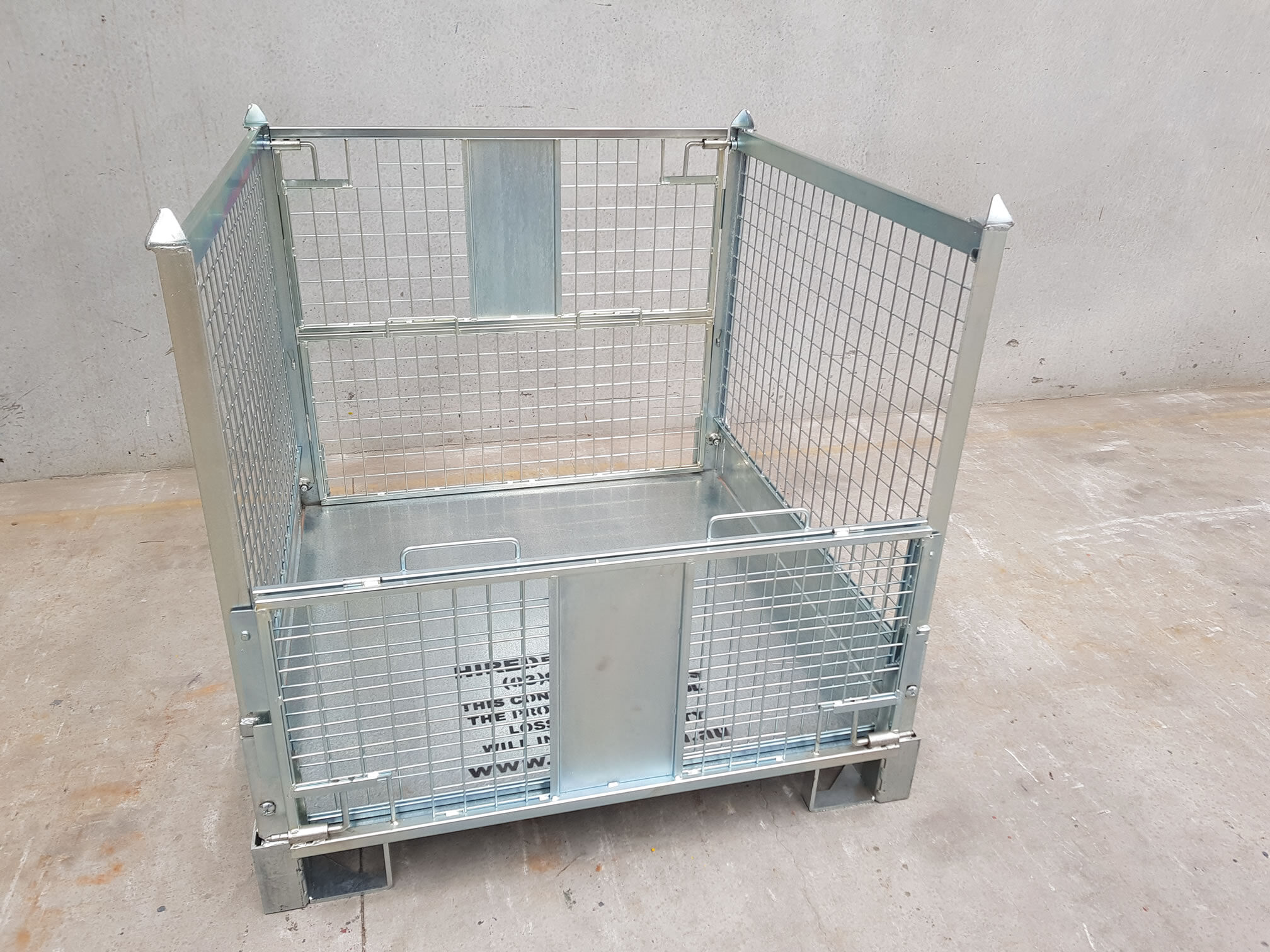 Folding Mesh Pallet Galvanised Finish 