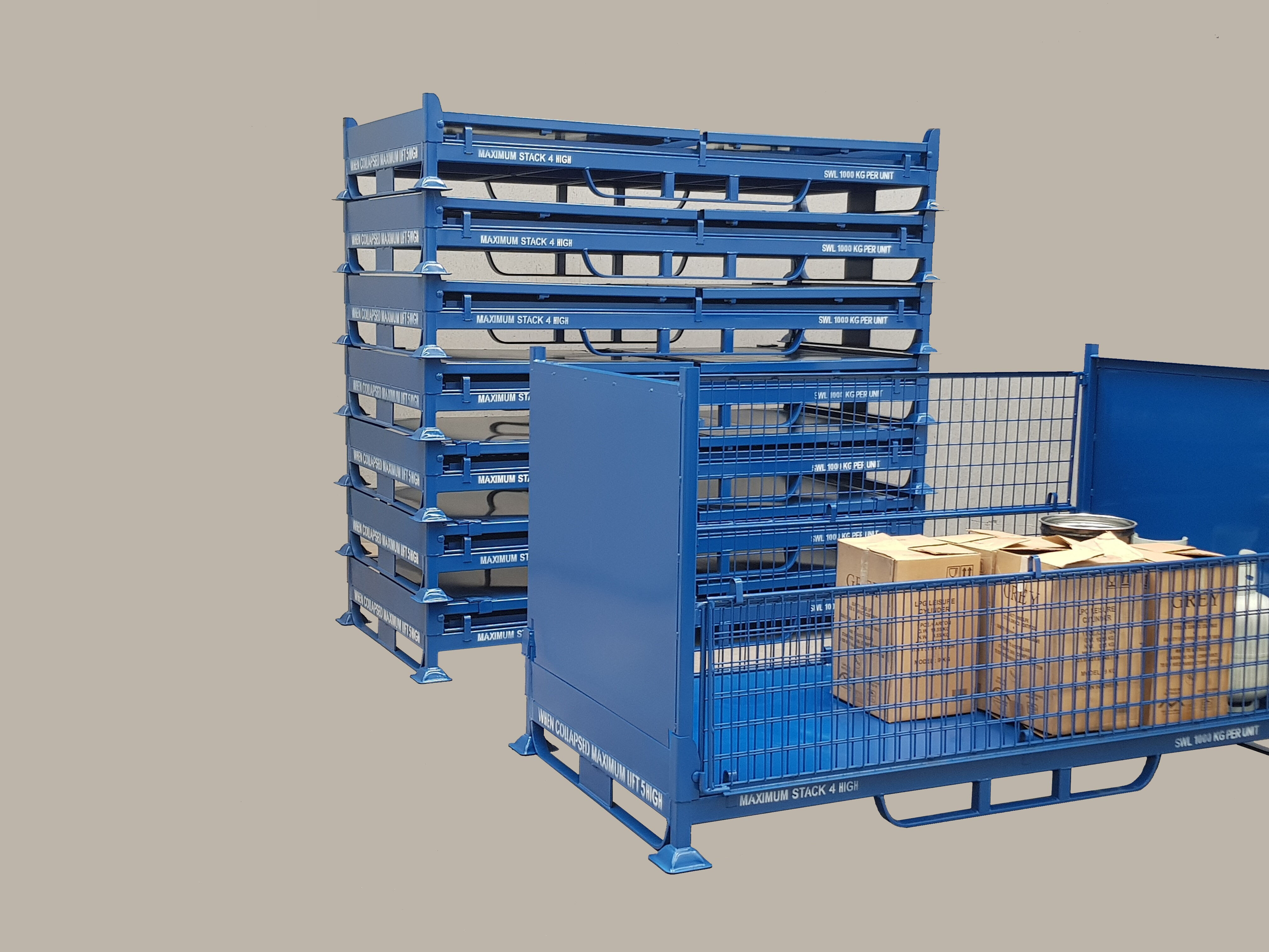 CBM.1R - Folding Bulk Mesh Pallet with half drop front & back gates