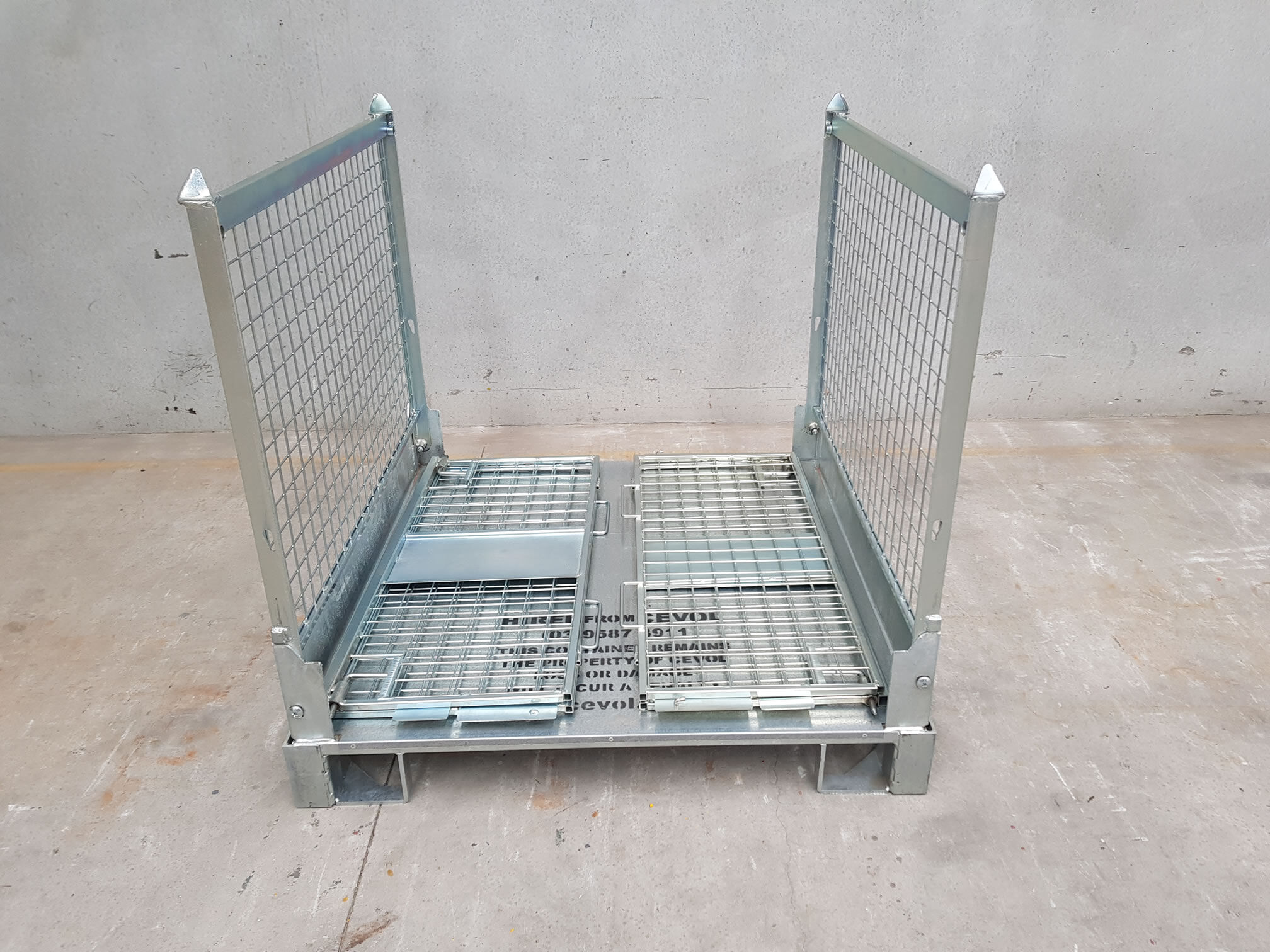 Folding Mesh Pallet Galvanised Finish 