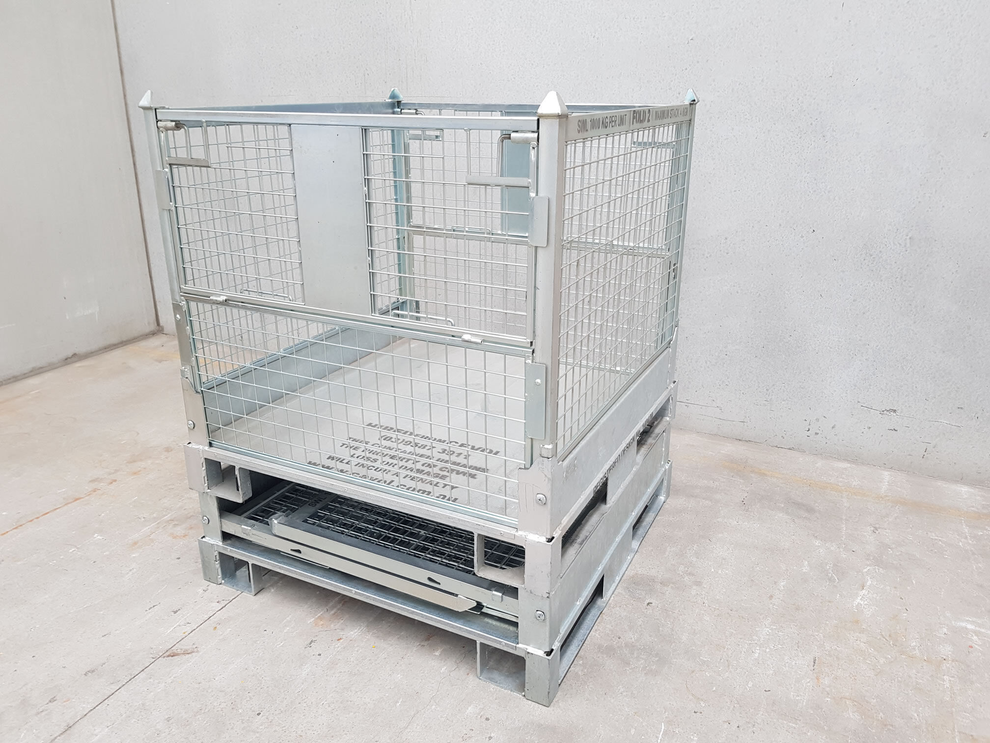 Folding Mesh Pallet Galvanised Finish 