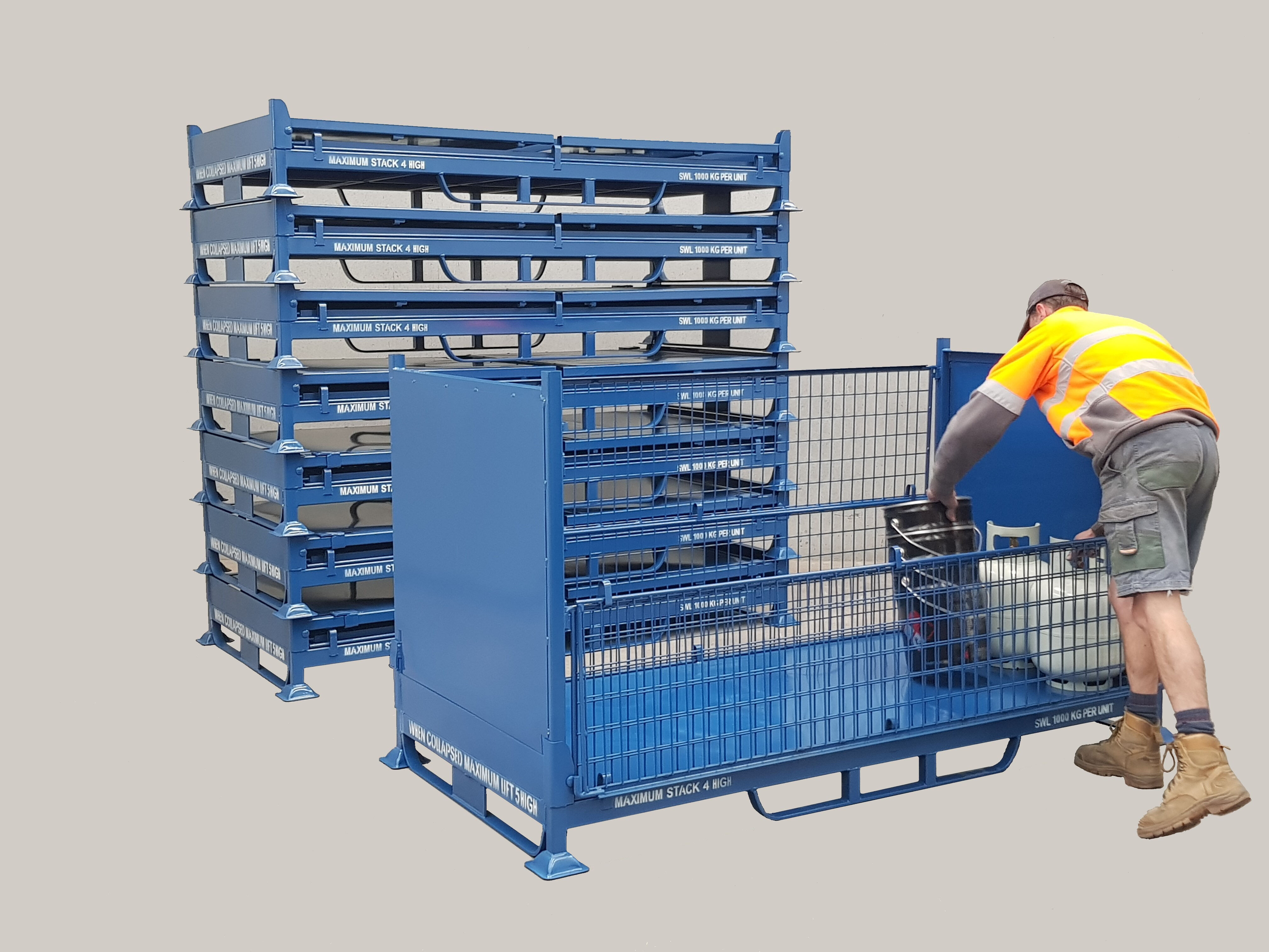 CBM.1R - Folding Bulk Mesh Pallet with half drop front & back gates