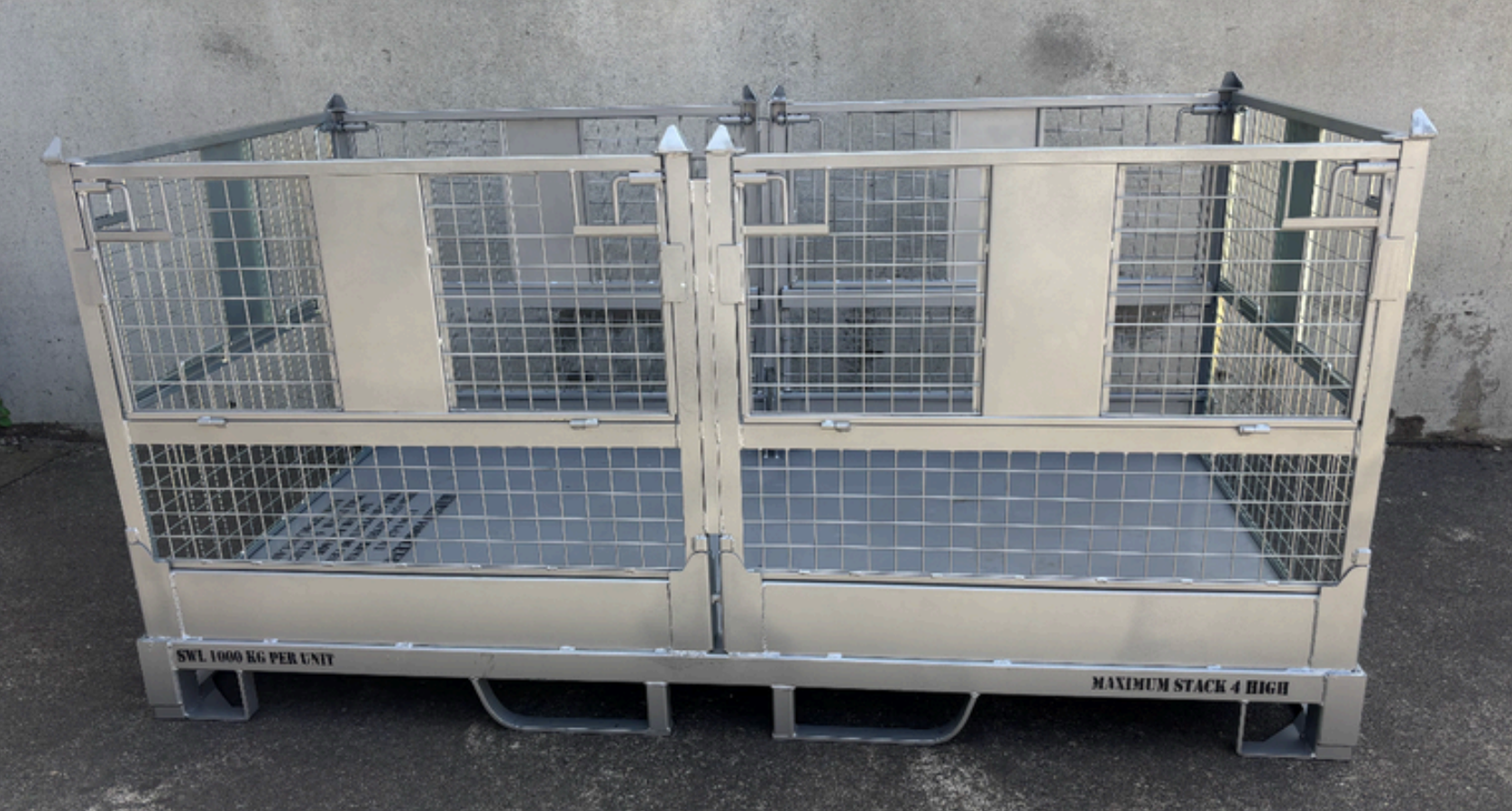 FM.2 - Folding Mesh Pallet Galvanised Finish with half drop and ...